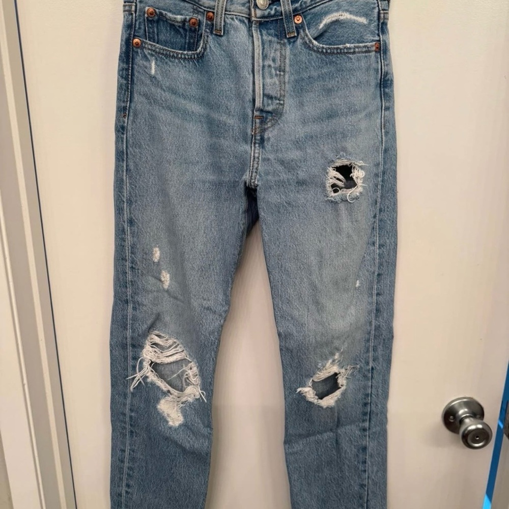 Distressed Blue Jeans